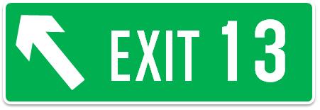 At a numbered exit junction on an expressway