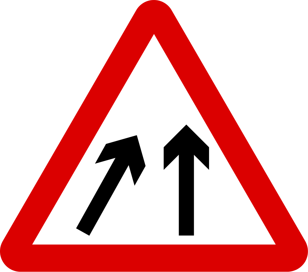 Lanes merge ahead